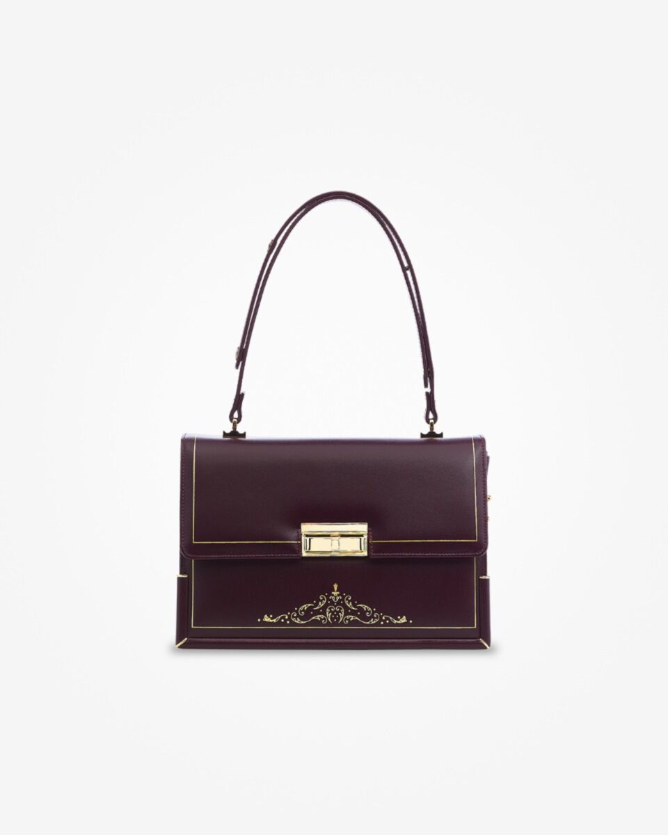 Kelly Bag with Gold Center Burgundy