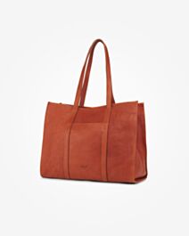 Italian Leather Structured Tote with Detachable Clutch – Handmade