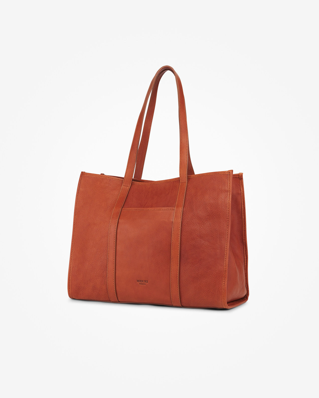 Italian Leather Structured Tote with Detachable Clutch – Handmade